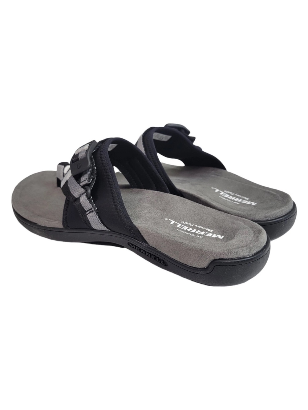 Merrell Womens District 3 Wrap Web Black Gray Slide Memory Foam Sandals SZ 8 - Picture 4 of 10